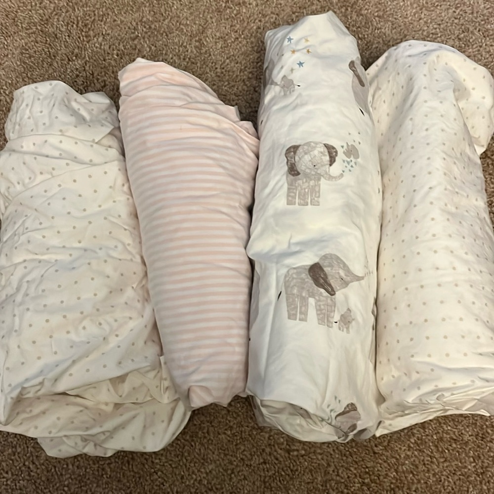 Set of 4 Pottery Barn Kids crib sheets, never used